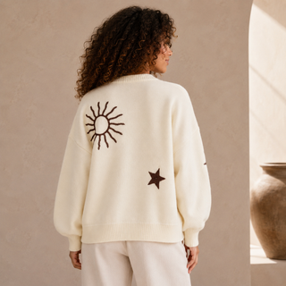 Cream Celestial Embroidered Cardigan