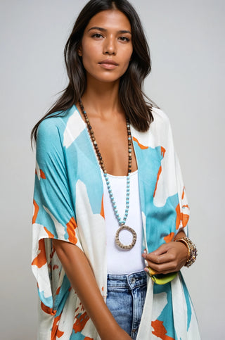 Ocean Bloom Kimono Wrap Aquamarine - Fitkitty Culture Athleisure Wear, Yoga Wear &  Women's Clothing