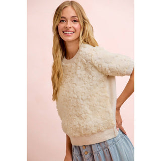 Ivory Bloom 3D Floral Knit Top
