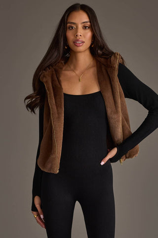 Brown Faux Fur Vest - Fitkitty Culture Athleisure Wear, Yoga Wear &  Women's Clothing