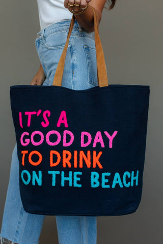 Navy Drink On The Beach Tote - Fitkitty Culture Athleisure Wear, Yoga Wear &  Women's Clothing