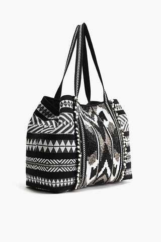 Ikat Noir Elegance Tote - Fitkitty Culture Athleisure Wear, Yoga Wear &  Women's Clothing