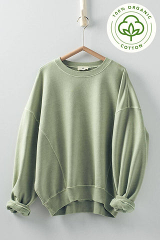 Organic Cotton Crew Neck Comfort Washed Sweatshirt
