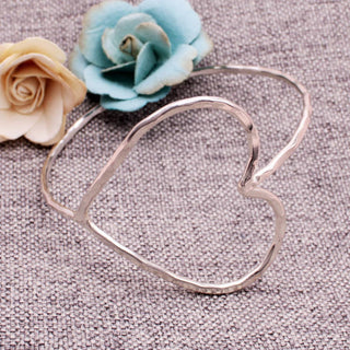 Hammered Open-Heart Bangle — Silver – alternate product view 4
