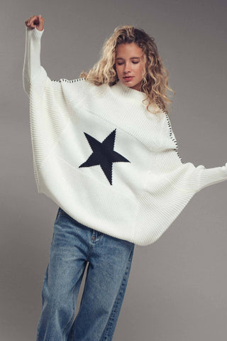 Star Knit Oversized Sweater Top - Fitkitty Culture Athleisure Wear, Yoga Wear &  Women's Clothing