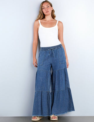 Fancy Pants Chambray Wide-Leg Pants