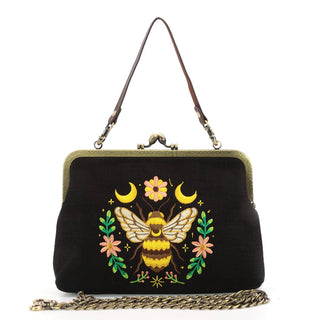 Bee & Moon Kisslock Bag — Black