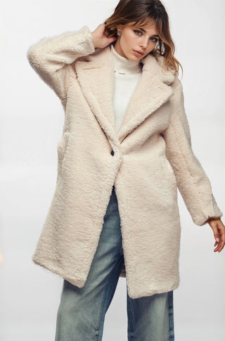 Cozy Longline Notched Lapel Teddy Coat - Fitkitty Culture Athleisure Wear, Yoga Wear &  Women's Clothing