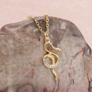 Gold Crystal Looping Snake Necklace - Fitkitty Culture Athleisure Wear, Yoga Wear &  Women's Clothing