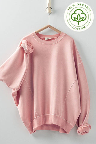Organic Cotton Crew Neck Comfort Washed Sweatshirt