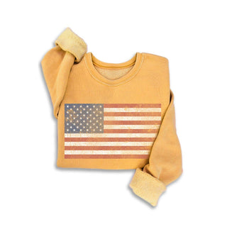 Vintage Americana Flag Fleece Sweatshirt - Fitkitty Culture Athleisure Wear, Yoga Wear &  Women's Clothing