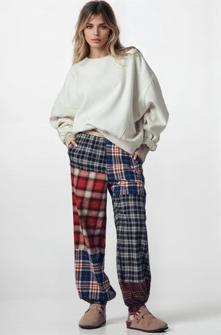 Mixed Plaid Patchwork Boho Jogger Pants - Fitkitty Culture Athleisure Wear, Yoga Wear &  Women's Clothing