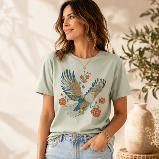 Eagle Floral Western Graphic Tee Desert Vintage Eagle Shirt