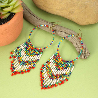 Desert Sunset Multi Beaded Fringe Earrings - Fitkitty Culture Athleisure Wear, Yoga Wear &  Women's Clothing