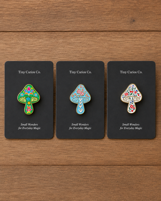 Woodland Bloom Folk Mushroom Enamel Pins
