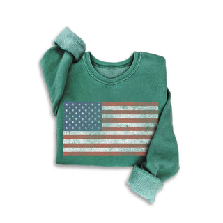Vintage Americana Flag Fleece Sweatshirt - Fitkitty Culture Athleisure Wear, Yoga Wear &  Women's Clothing