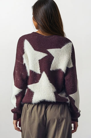 Starry  Fuzzy Knit Sweater