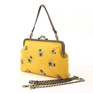 Bee Charm Kisslock Bag – Vintage-Inspired Handbag with Detachable Straps