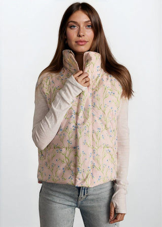 Light Pink Floral Puffer Vest - Fitkitty Culture Athleisure Wear, Yoga Wear &  Women's Clothing