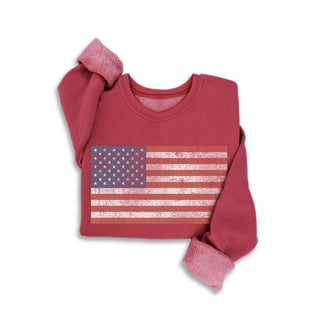 Vintage Americana Flag Fleece Sweatshirt