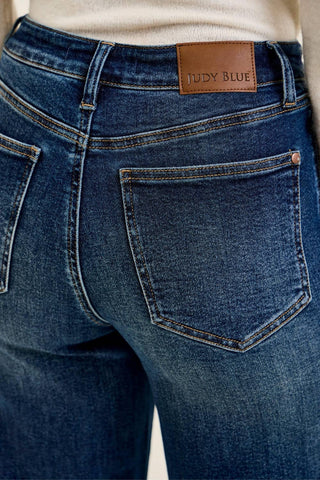 Lux Retro Wide Leg Jeans Dark Fade Indigo fit view