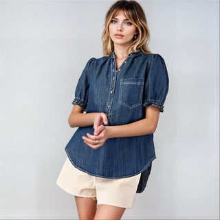 Mineral Washed Denim Top