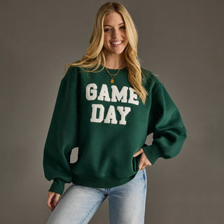 Green Game Day Terry-Embroidered Sweatshirt