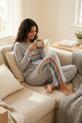 Rainbow Stripe Women's Loungewear Top - Fitkitty Culture Athleisure Wear, Yoga Wear &  Women's Clothing