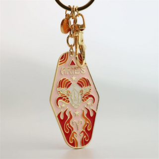 Celestial Zodiac Charm Keychain - Aries retro enamel bag charm