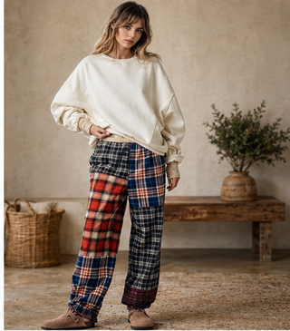 Patchwork Plaid Jogger Pants