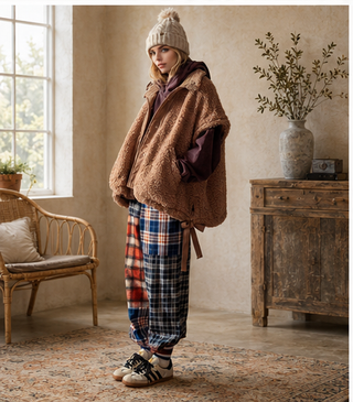 Patchwork Plaid Jogger Pants