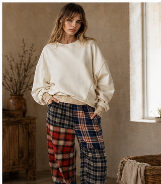 Patchwork Plaid Jogger Pants