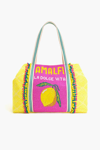 Hand-embellished Amalfi market tote with Mediterranean charm