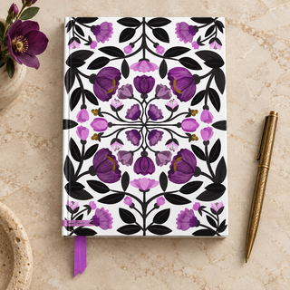 Purple Flowers Foiled Journal — Nina Pace — styled product photograph
