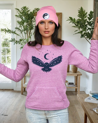 Night Owl Heather Amethyst Raw Collar Wide Neck Sweatshirt