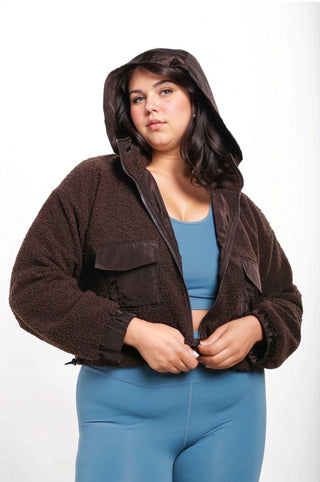 CURVY Sherpa Dreams Cropped Hooded Jacket, Jacket, Fitkitty Culture, Fitkitty Culture