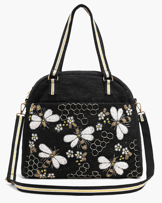 Embellished Queen Bee travel tote set with matching eye mask