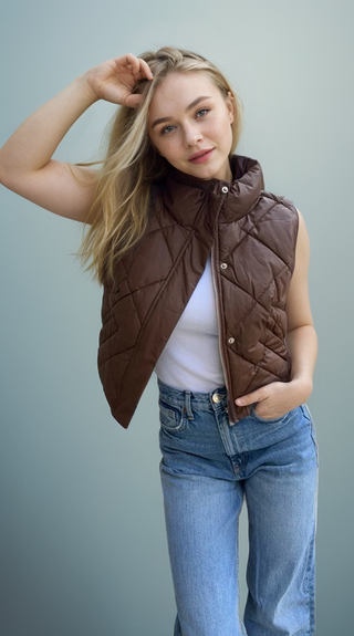 Vegan Leather Puffer Vest, Vest, Fitkitty Culture, Fitkitty Culture