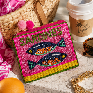 Sardines Beaded Coin Pouch