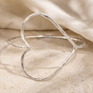 Hammered Open-Heart Bangle — Silver – featured product view