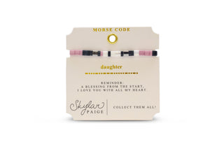 Skylar Paige Daughter Morse Code bracelet on card
