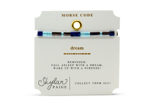 Skylar Paige Dream Morse Code bracelet on card