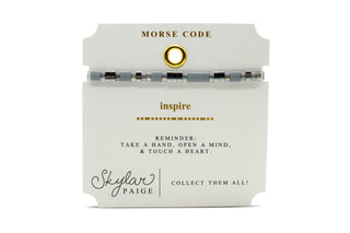 Skylar Paige Inspire Morse Code bracelet on card