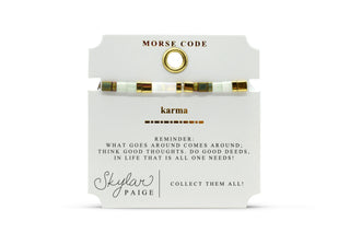 Skylar Paige Karma Morse Code bracelet on card