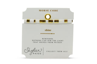 Skylar Paige Shine Morse Code bracelet on card