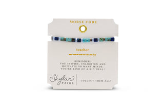 Skylar Paige Teacher Morse Code bracelet on card