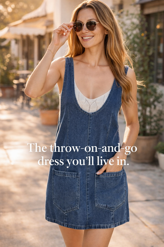 Scoop Neck Denim Overall Dress with Pockets - Fitkitty Culture Athleisure Wear, Yoga Wear &  Women's Clothing