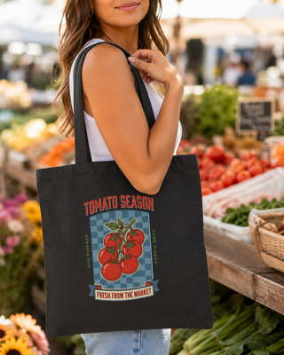 Tomato Season Tote Bag | Vintage Food Graphics, Retro Market Illustration