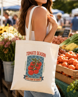 Tomato Season Tote Bag | Vintage Food Graphics, Retro Market Illustration