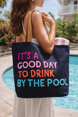 Navy Poolside Bliss Tote - Fitkitty Culture Athleisure Wear, Yoga Wear &  Women's Clothing